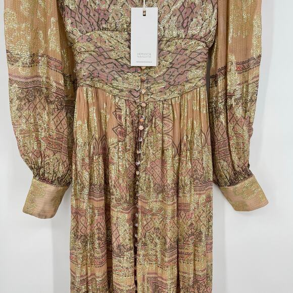 Hemant and Nandita Pink and Gold Maxi Dress - Picture 9 of 16